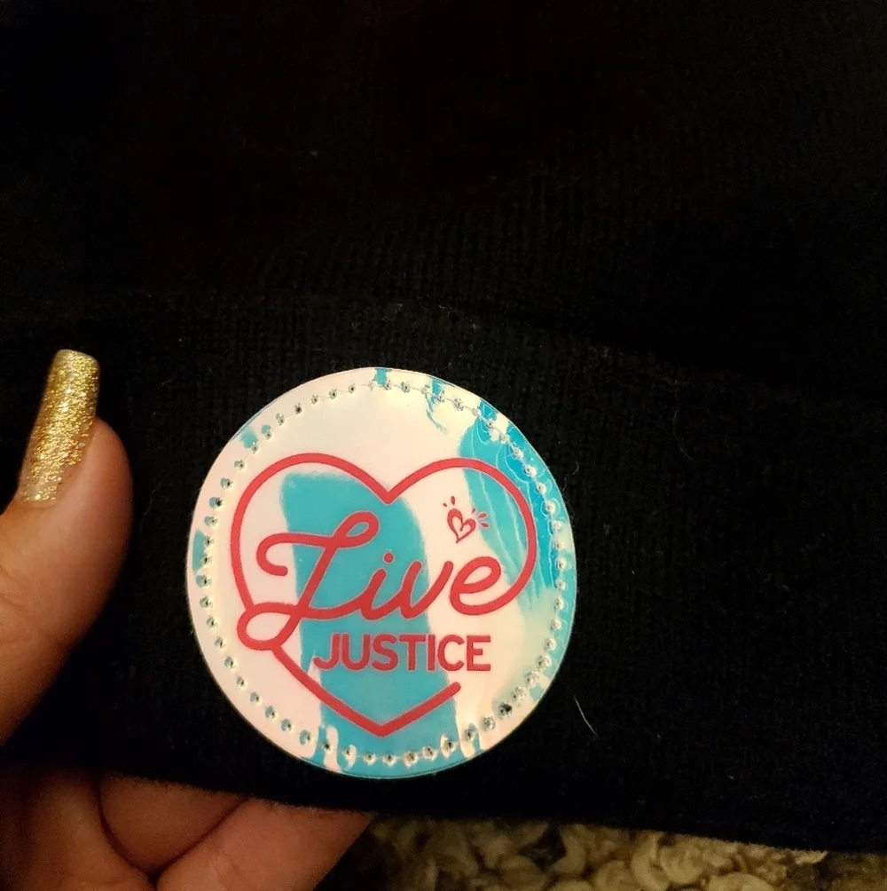 Girl's Justice Brand Beanie w/ Hot Pink Puff